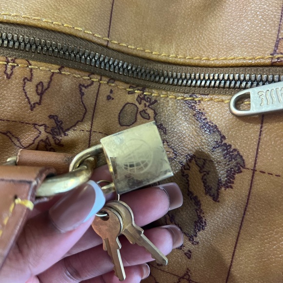 Alviero Martini Tan Map Print Travel Bag - Picture 6 of 9